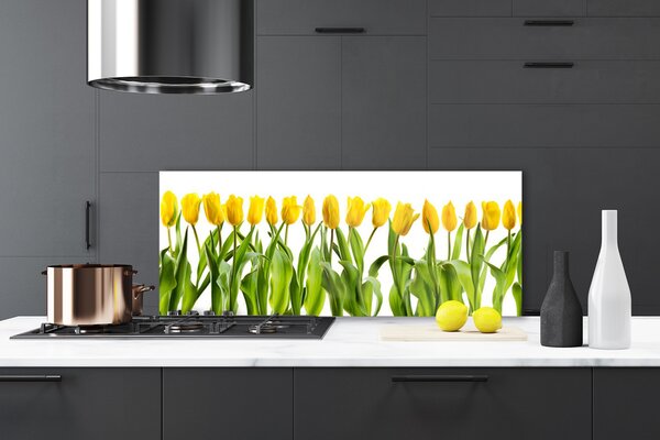 Sklenený obklad Do kuchyne Tulipány kvety príroda 125x50 cm