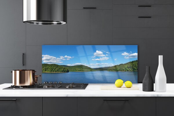 Sklenený obklad Do kuchyne Jazero les príroda 125x50 cm