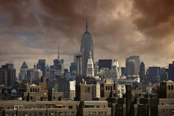 DIMEX | Vliesové fototapety na stenu Mrakodrapy v New Yorku MS-5-2996 | 375 x 250 cm | modrá, hnedá, šedá