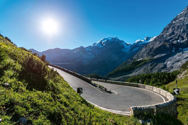 DIMEX | Vliesové fototapety na stenu Passo Stelvio MS-5-2868 | 375 x 250 cm | zelená, modrá, šedá