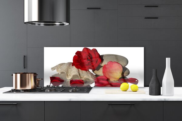 Sklenený obklad Do kuchyne Ruže plátky mŕtva príroda 125x50 cm