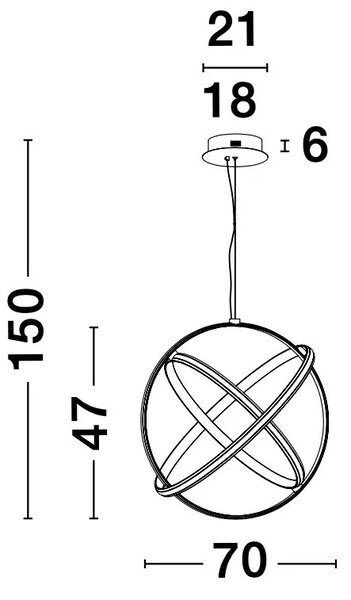 LED luster Pertone 70 čierne – Fialová