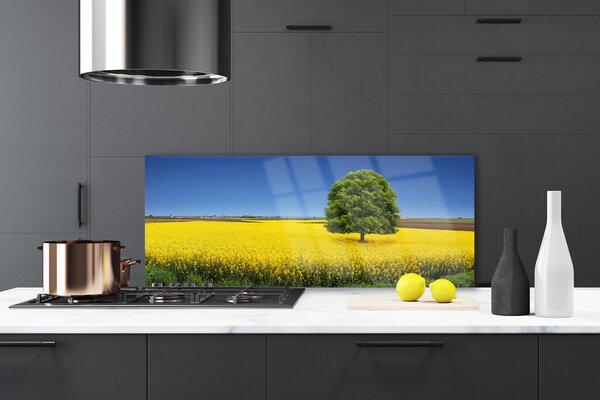 Sklenený obklad Do kuchyne Lúka strom príroda pole 125x50 cm