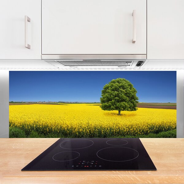 Sklenený obklad Do kuchyne Lúka strom príroda pole 125x50 cm