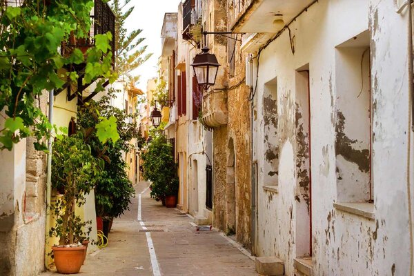 DIMEX | Vliesové fototapety na stenu Rethymno Kréta MS-5-0722 | 375 x 250 cm | zelená, biela, šedá