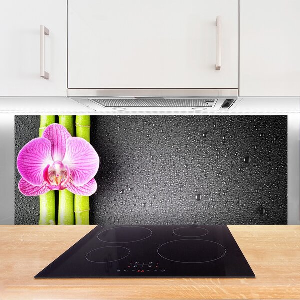 Sklenený obklad Do kuchyne Bambus kvet orchidea 125x50 cm