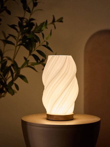 Sinsay - LED stolná lampa s dekoratívnym vlnitým tienidlom - biela