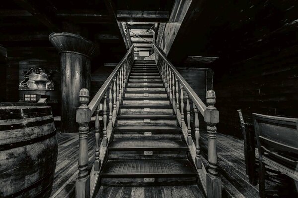 DIMEX | Vliesové fototapety na stenu Interiér pirátskej lode MS-5-0930 | 375 x 250 cm | čierna, šedá