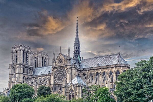 DIMEX | Vliesové fototapety na stenu Notre Dame II. MS-5-1042 | 375 x 250 cm | zelená, modrá, hnedá, šedá