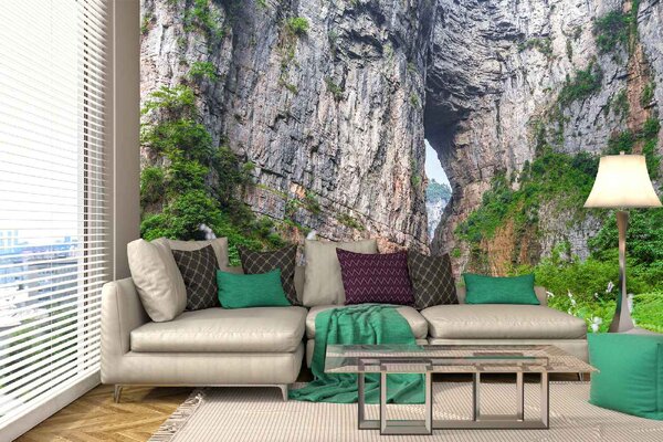 DIMEX | Vliesové fototapety na stenu Wulong Karst MS-5-1202 | 375 x 250 cm | zelená, hnedá, šedá