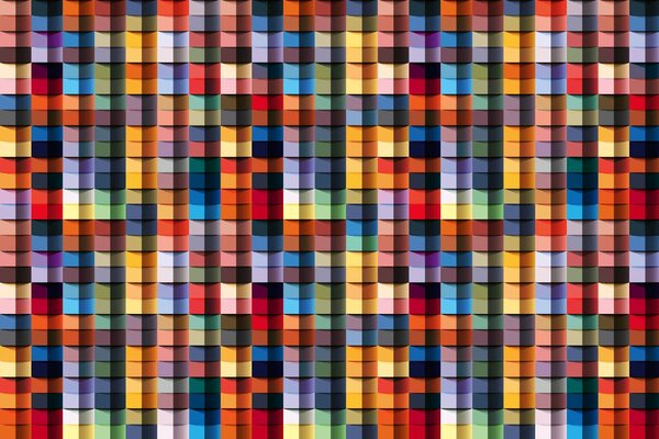 DIMEX | Vliesové fototapety na stenu Geometrická štruktúra MS-5-2053 | 375 x 250 cm | zelená, červená, žltá, oranžová