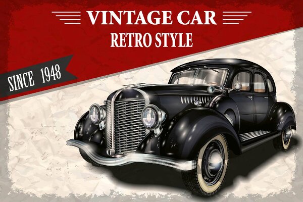 DIMEX | Vliesové fototapety na stenu Čierne retro auto MS-5-2165 | 375 x 250 cm | červená, čierna, metalická