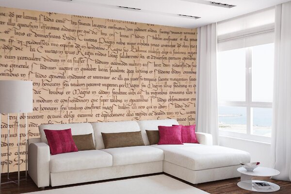 DIMEX | Vliesové fototapety na stenu Starodávny text MS-5-2117 | 375 x 250 cm | čierna, hnedá