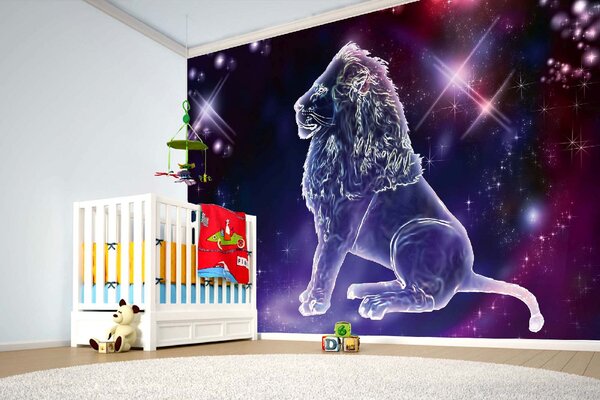 DIMEX | Vliesové fototapety na stenu Znamenie zverokruhu - Lev MS-5-2277 | 375 x 250 cm | biela, fialová, čierna, ružová