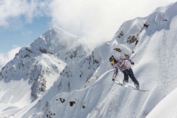 DIMEX | Vliesové fototapety na stenu Snowboardista na horách MS-5-1571 | 375 x 250 cm | modrá, biela