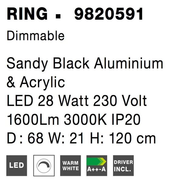 LED luster Ring – Čierna
