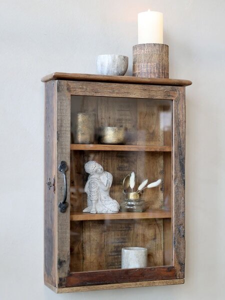 Hnedá antik drevená nástenná polička Grimaud Unit - 40*13*60 cm - Chic Antique