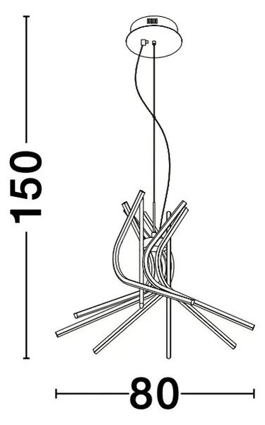 LED luster Narvi 80 čierne – Čierna