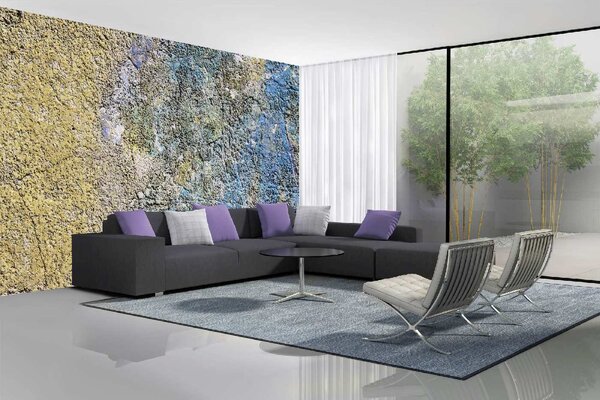 DIMEX | Vliesové fototapety na stenu Stará farebná omietka MS-5-2422 | 375 x 250 cm | zelená, modrá