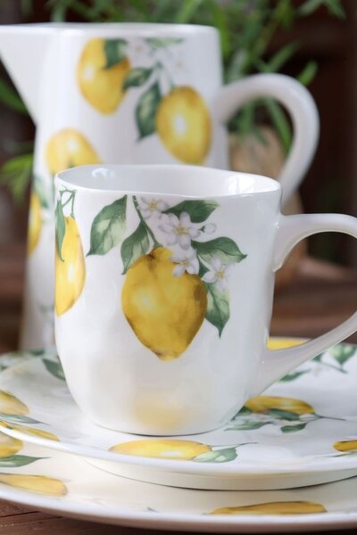 Porcelánový hrnček s citrónmi Maison Limone Blossom - 9 * 9,5 cm / 390ml - Chic Antique