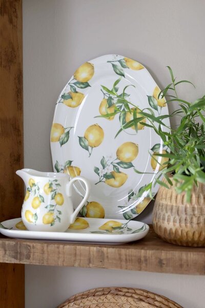 Porcelánový dezetný tanier s citrónmi Maison Limone Blossom - Ø 20*2 cm - Chic Antique