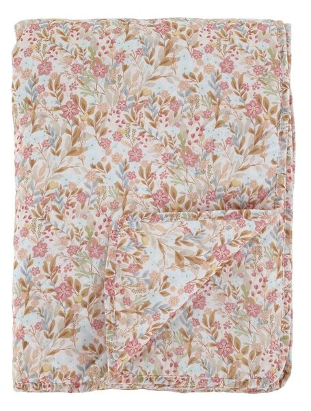 Ružovo-modrý prešívaný prehoz s kvetmi Aix Wild Flowers - 130*180 cm - Chic Antique