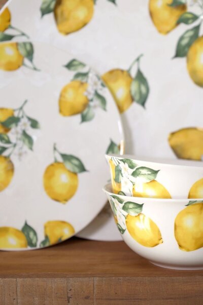 Porcelánová misa s citrónmi Maison Limone Blossom - Ø 24*7 cm / 1400 ml - Chic Antique