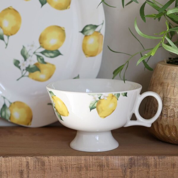 Porcelánový hrnček s citrónmi Maison Limone Blossom - 12 * 8 cm / 310ml - Chic Antique