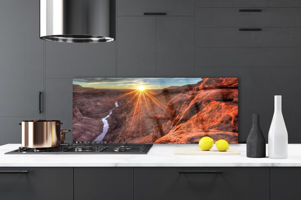 Sklenený obklad Do kuchyne Slnko púšť krajina 125x50 cm