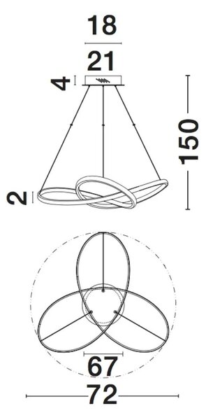 LED luster Fusion 72 biele – Biela