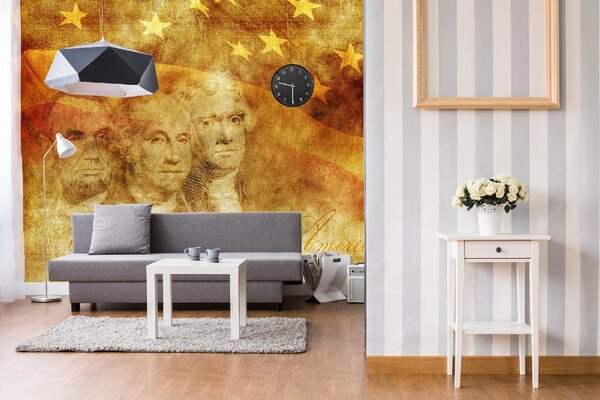 DIMEX | Vliesové fototapety na stenu Ilustrácie amerických prezidentov MS-5-2934 | 375 x 250 cm | modrá, červená, biela, žltá