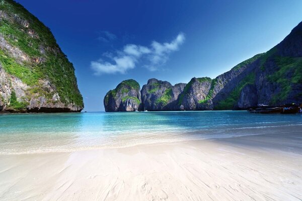 DIMEX | Vliesové fototapety na stenu Maya Bay, Thajsko MS-5-3205 | 375 x 250 cm | zelená, modrá, biela