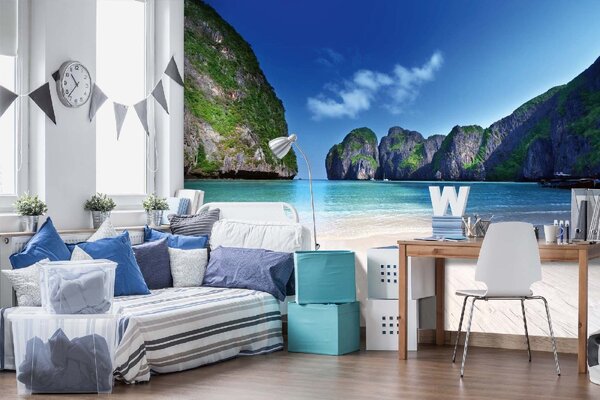 DIMEX | Vliesové fototapety na stenu Maya Bay, Thajsko MS-5-3205 | 375 x 250 cm | zelená, modrá, biela