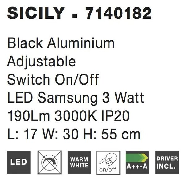 Dizajnová stolová lampa Sicily – Čierna