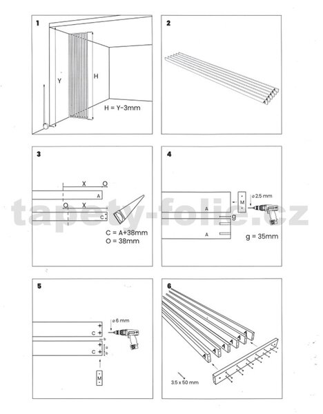 Predeľovacie panely, čierny mat 3D lamely, rozmer 2750 x 580 x 65 mm, IMPOL TRADE