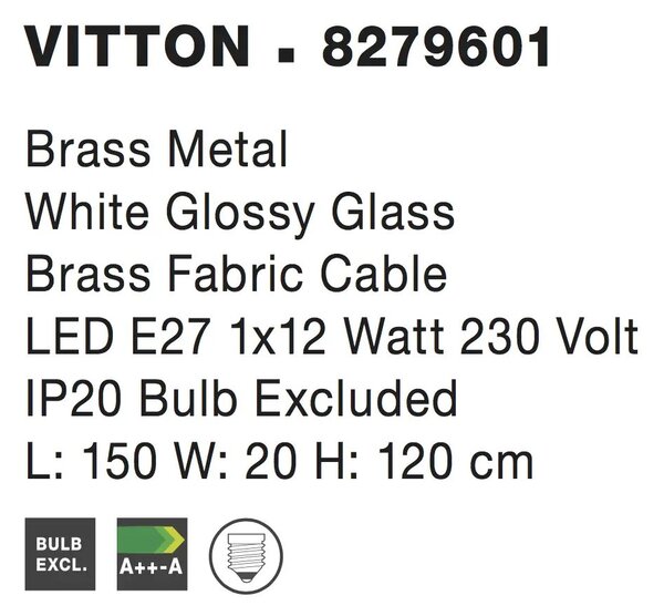 Luster na lanku Vitton 150 mosadz – Zlatá