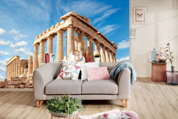 DIMEX | Vliesové fototapety na stenu Parthenon, Grécko MS-5-1139 | 375 x 250 cm | modrá, biela, béžová