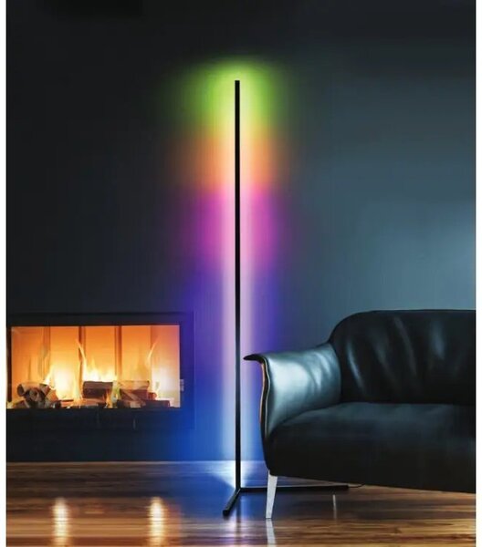 LED stojaca lampa Johnny Digital Led Rgb čierne s diaľkovým ovládačom – Čierna