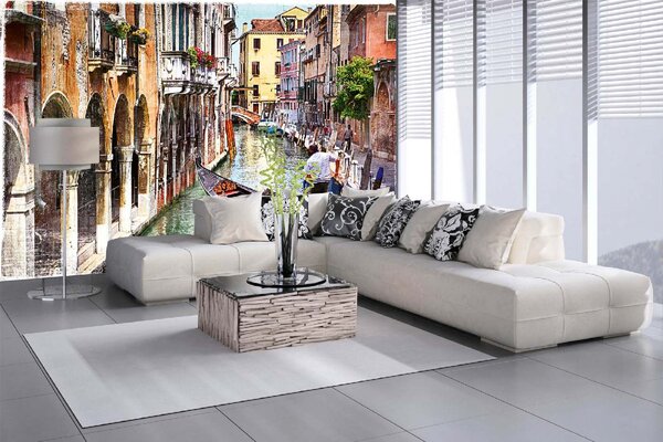 DIMEX | Vliesové fototapety na stenu Romantické Benátky MS-5-2022 | 375 x 250 cm | zelená, žltá, oranžová, hnedá
