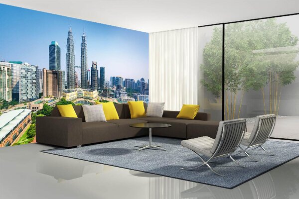 DIMEX | Vliesové fototapety na stenu Kuala Lumpur MS-5-2102 | 375 x 250 cm | zelená, modrá, hnedá, šedá
