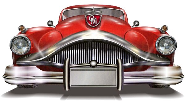DIMEX | Vliesové fototapety na stenu Maska retro automobilu II. MS-5-2198 | 375 x 250 cm | červená, biela, metalická