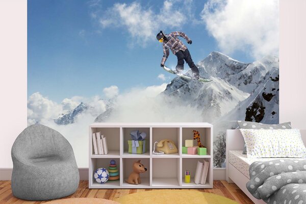 DIMEX | Vliesové fototapety na stenu Snowboardista MS-5-1572 | 375 x 250 cm | modrá, biela