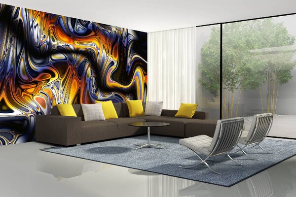 DIMEX | Vliesové fototapety na stenu Horizontálne abstraktné pozadia MS-5-2520 | 375 x 250 cm | modrá, biela, čierna, oranžová