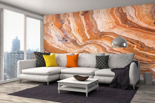 DIMEX | Vliesové fototapety na stenu Krásny hnedý achát MS-5-2456 | 375 x 250 cm | oranžová
