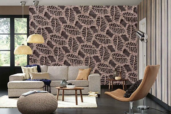 DIMEX | Vliesové fototapety na stenu Háčkovaný vzor MS-5-2536 | 375 x 250 cm | hnedá