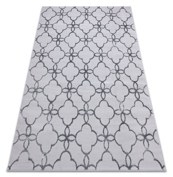 Moderný MEFE koberec 8504 Ďatelina , Kvetiny - Štrukturálny, dve vrstvy rúna tmavosivá