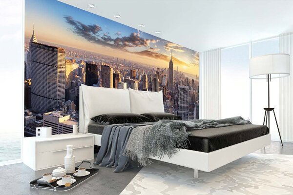 DIMEX | Vliesové fototapety na stenu Panoráma NYC MS-5-2983 | 375 x 250 cm | modrá, žltá, šedá