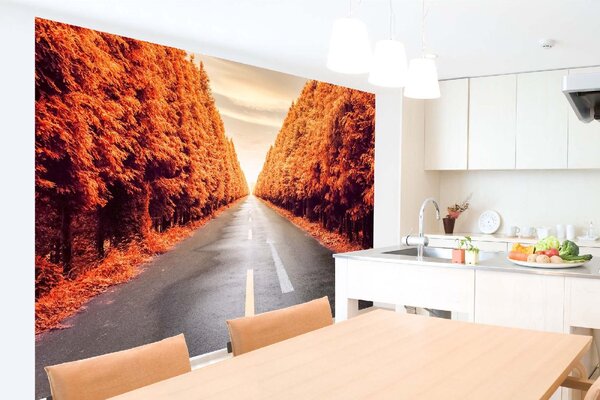 DIMEX | Vliesové fototapety na stenu Jesenné cesty MS-5-2871 | 375 x 250 cm | žltá, šedá