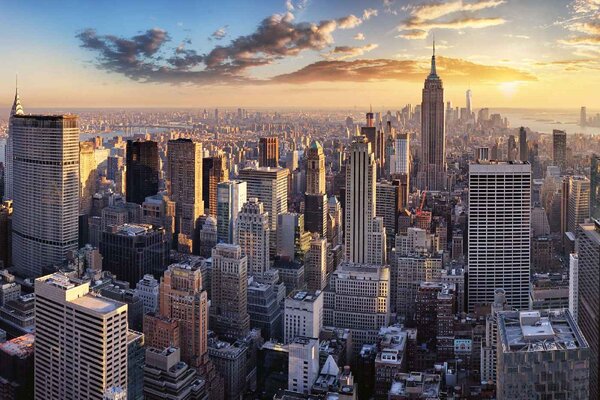 DIMEX | Vliesové fototapety na stenu Panoráma NYC MS-5-2983 | 375 x 250 cm | modrá, žltá, šedá