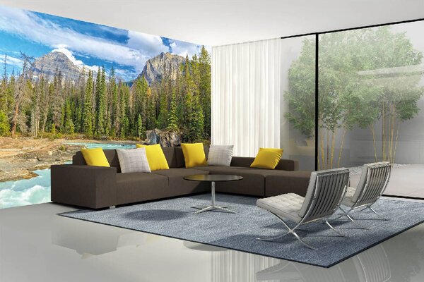 DIMEX | Vliesové fototapety na stenu Národný park Yoho MS-5-3094 | 375 x 250 cm | zelená, modrá, biela